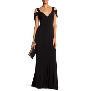 🆕ISSUE NEW YORK V-Neck Cold Shoulder Gown Dress Black Small